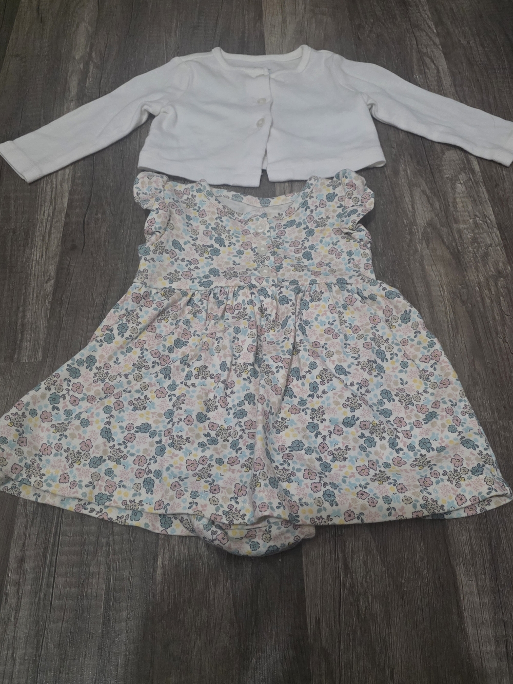 Carter's White Cardigan with Pastel Floral Dress Set